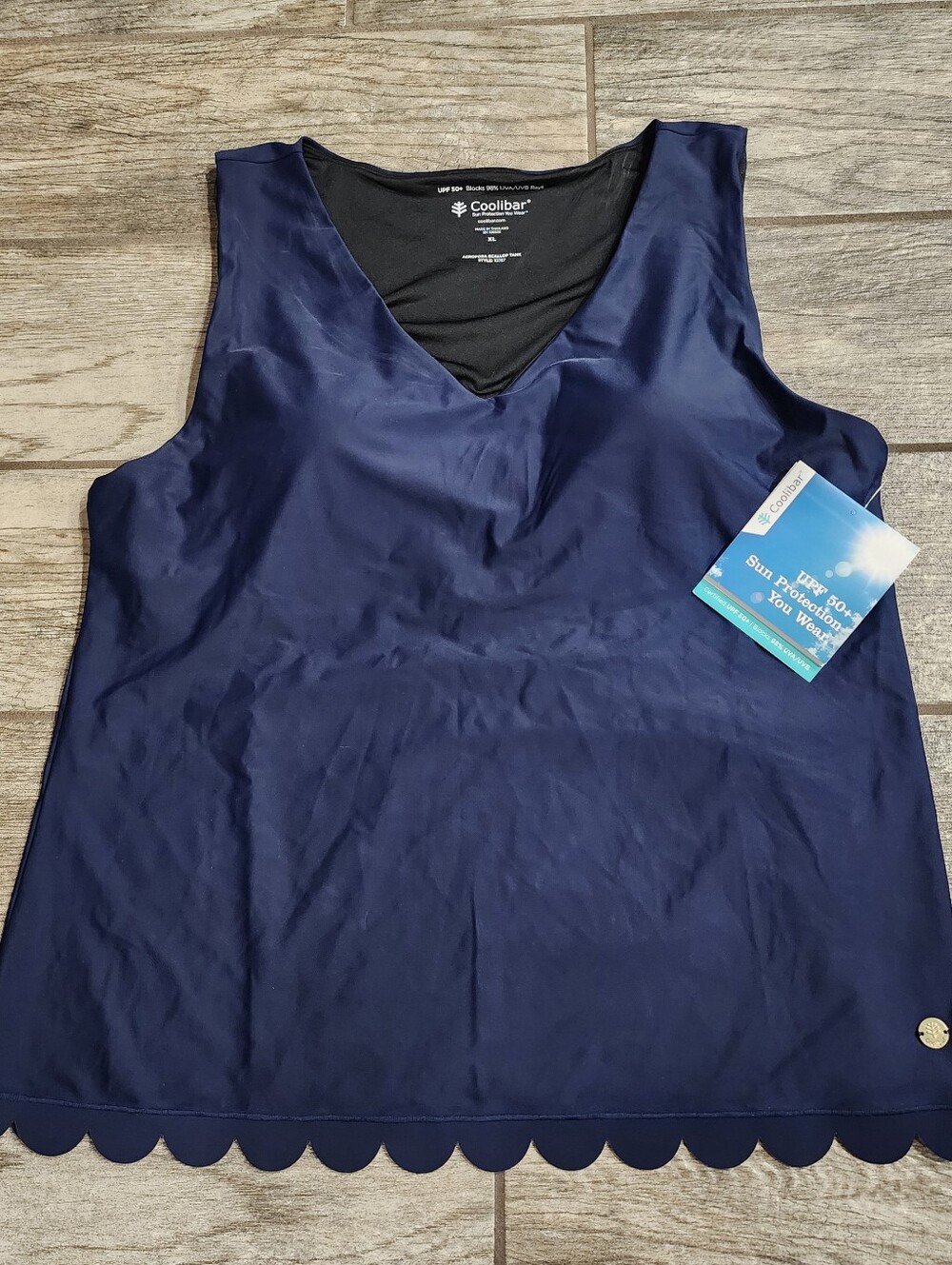 Coolibar Navy Blue Acropora Scallop Tank Top NEW